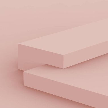 3D tozlu pembe sahne sahne stüdyo arkaplanı minimal. Soyut 3d geometrik şekil çizimi. Kozmetik moda ürünleri için görüntü. Doğal monokrom renk tonları.