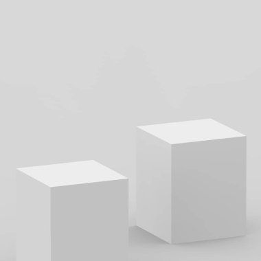 3d gri beyaz küp ve kutu podyumu