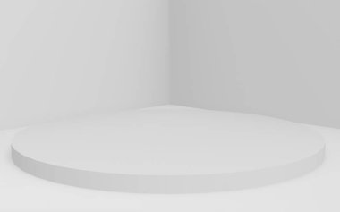 3D gri, parlak silindir podyum stüdyo arka planı. Soyut 3d geometrik şekil çizimi çizimi.