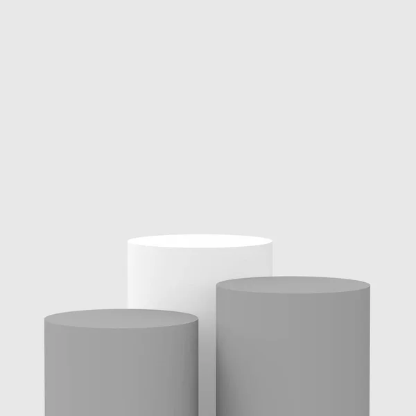 Grijze Witte Cilinder Podium Minimale Studio Achtergrond Abstract Geometrische Vorm — Stockfoto