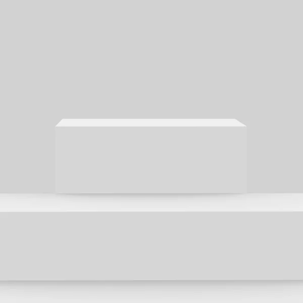 3Dグレーの白いステージの表彰台シーン最小限のスタジオの背景 概要3D形状オブジェクトイラストレンダリング オンラインビジネス製品の表示 — ストック写真