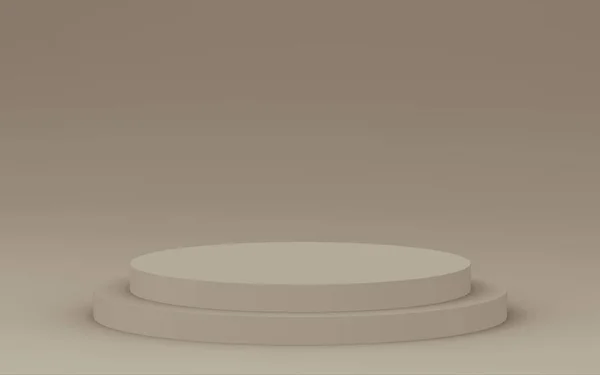 3D棕色圆筒讲台最小工作室背景 摘要三维几何形体图解绘制 化妆品香水时尚产品的展示 — 图库照片