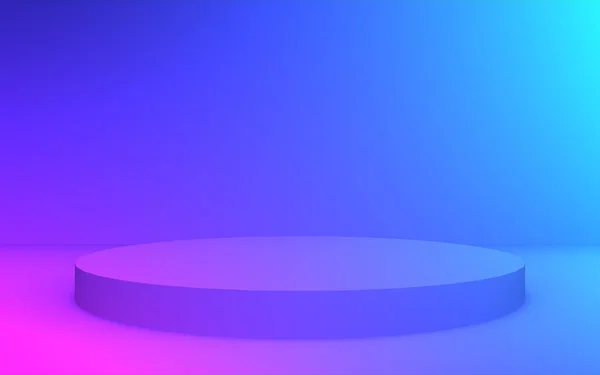 Fioletowy Niebieski Neon Lekki Cylinder Podium Minimalne Gradientowe Studio Ciemne — Zdjęcie stockowe