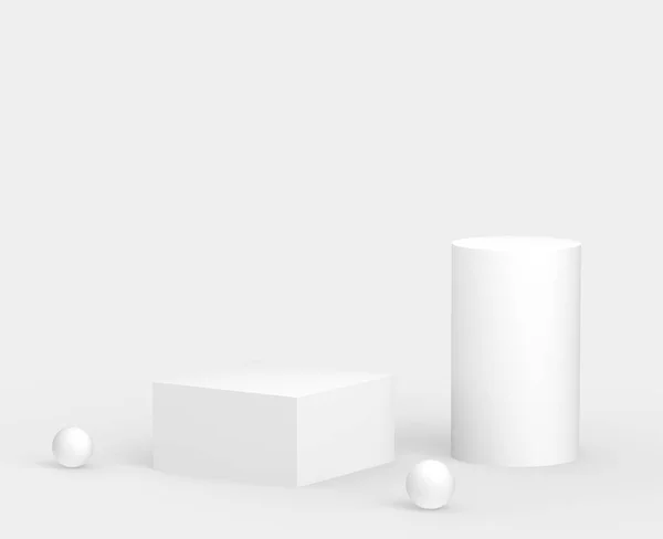 White Gray Podium Minimal Studio Background Abstract Geometric Shape Object — Stock Photo, Image