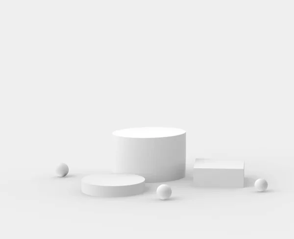 Biały Szary Podium Minimalne Tło Studio Abstrakcyjny Geometryczny Kształt Obiektu — Zdjęcie stockowe