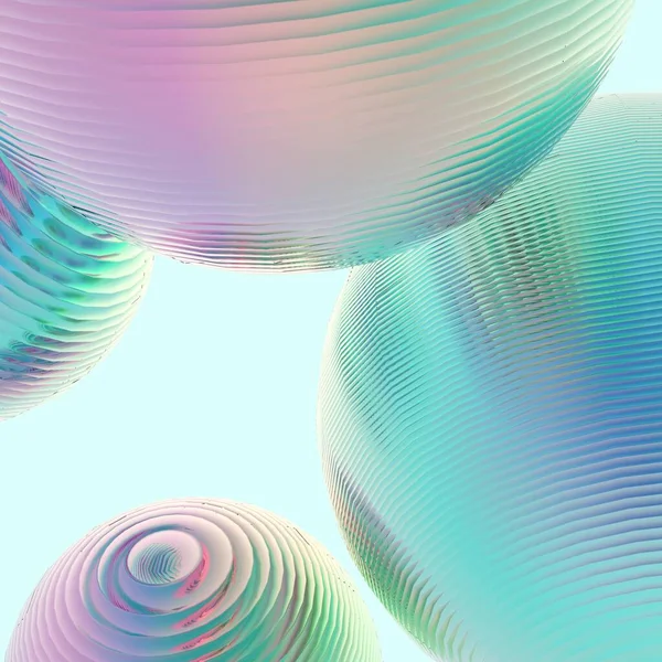 Mintgrüne Kugeln Silbernen Farbverlauf Isolierten Hintergrund Abstrakt Blase Glänzend Pastell — Stockfoto