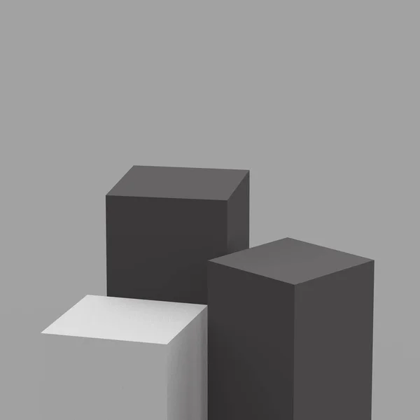 Cinza Branco Preto Cubos Quadrado Pódio Mínimo Estúdio Fundo Abstrato — Fotografia de Stock