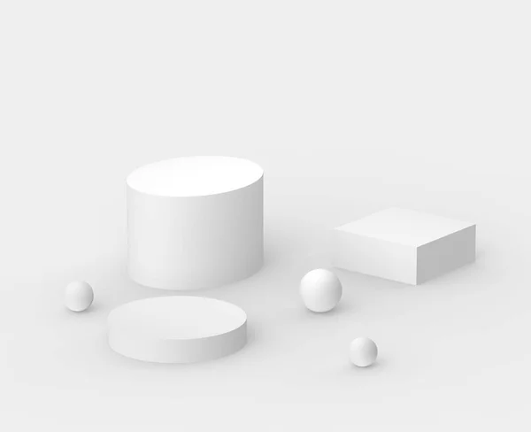 Weiß Grauen Podium Minimalen Studio Hintergrund Abstrakte Darstellung Geometrischer Formen — Stockfoto