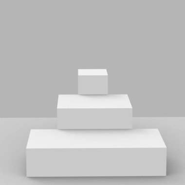 3D gri sahne sahnesi stüdyo arkaplanı çok az. Soyut 3d geometrik şekil çizimi. Çevrimiçi iş ürünü için göster.