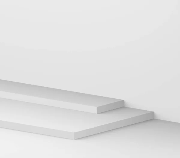 3D gri küp ve küçük podyum stüdyo arka planı. Soyut 3d geometrik şekil çizimi. Çevrimiçi iş ürünü için göster.