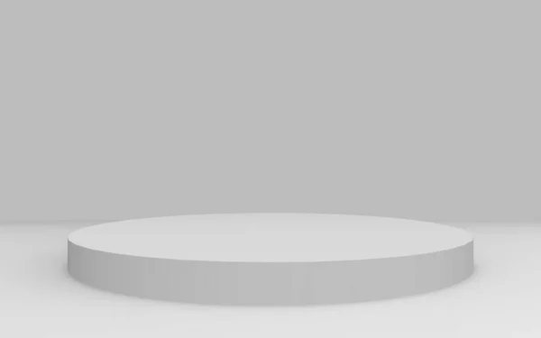 3D灰色圆筒讲台最小工作室背景 三维几何形状物体图解绘制 — 图库照片