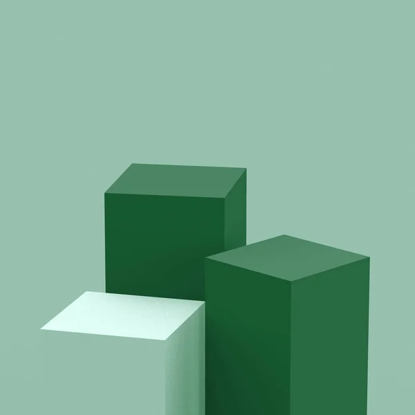 Verde Azeitona Cubos Quadrado Pódio Mínimo Estúdio Fundo Abstrato Forma — Fotografia de Stock