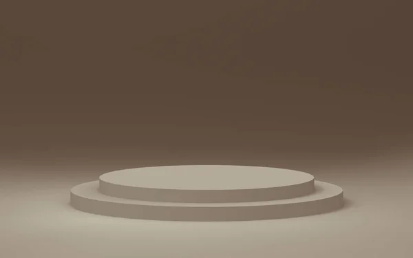 3D kahverengi silindir podyum stüdyo arkaplanı. Soyut 3d geometrik şekil çizimi. Kozmetik parfüm ürünleri için görünüm.