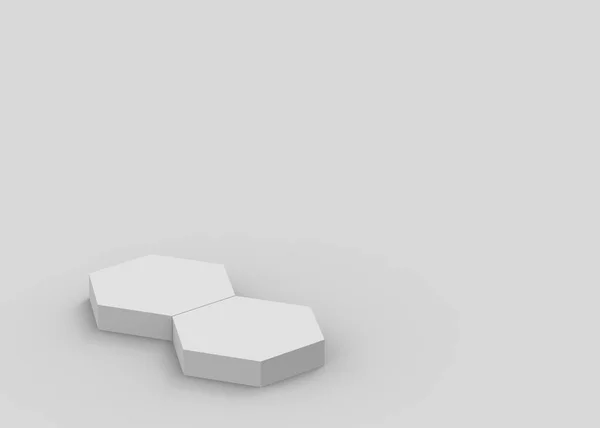 Біло Сірий Шестикутник Подіум Мінімальний Студійний Фон Анотація Геометричної Форми — стокове фото