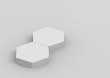 3d beyaz gri altıgen podyum minimum stüdyo arka planı. Soyut 3d geometrik şekil çizimi. Kozmetik ve güzellik ürünleri için görünüm.