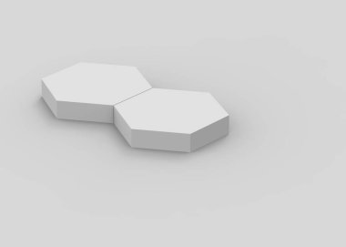 3d beyaz gri altıgen podyum minimum stüdyo arka planı. Soyut 3d geometrik şekil çizimi. Kozmetik ve güzellik ürünleri için görünüm.