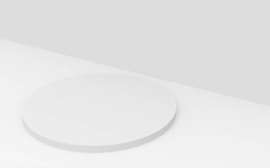 3D gri, parlak silindir podyum stüdyo arka planı. Soyut 3d geometrik şekil çizimi çizimi.
