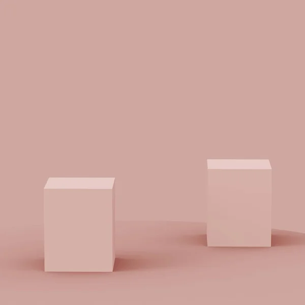 Polveroso Cubo Rosa Box Podio Minimale Scena Studio Sfondo Rendering — Foto Stock
