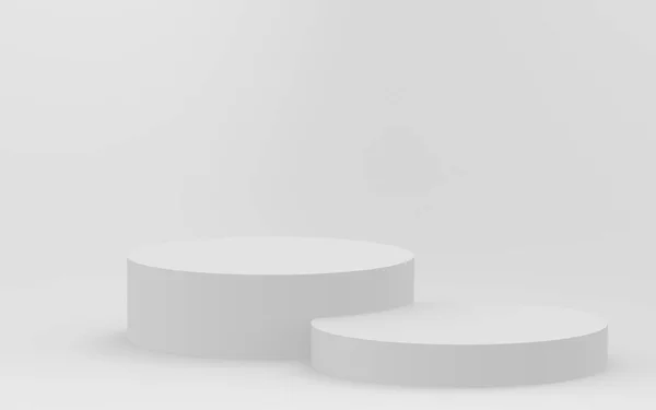 3D gri, parlak silindir podyum stüdyo arka planı. Soyut 3d geometrik şekil çizimi çizimi.