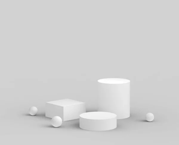 Blanc Gris Podium Fond Studio Minimal Illustration Abstraite Objet Forme — Photo