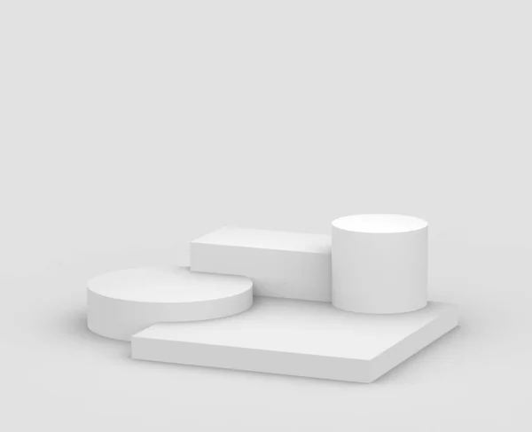 Beyaz Gri Podyum Stüdyo Arka Planı Soyut Geometrik Şekil Çizimi — Stok fotoğraf
