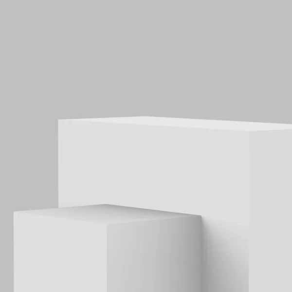 Šedé Bílé Pódium Scéna Minimální Studio Pozadí Abstraktní Vykreslení Geometrického — Stock fotografie