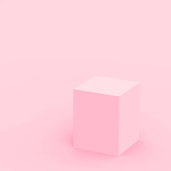 3Dピンクのキューブとボックスの表彰台最小シーンスタジオの背景 概要3D形状オブジェクトイラストレンダリング 化粧品ファッションやバレンタイン製品の表示 — ストック写真