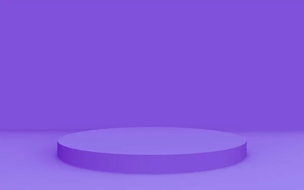 3D紫色圆柱形讲台最小工作室背景 摘要三维几何形体图解绘制 化妆品香水时尚产品的展示 — 图库照片
