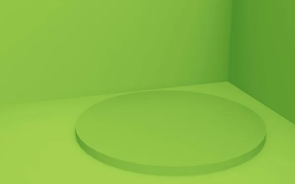 3D绿色圆筒讲台最小工作室背景 摘要三维几何形体图解绘制 展示食物及天然产品 — 图库照片