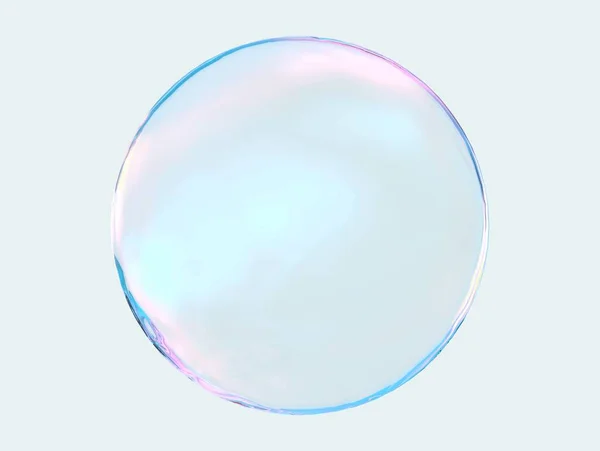Beyaz arka planda izole edilmiş 3D mavi top kristal eğimli renkler. Soyut kabarcık parlak pastel 3d geometrik şekil çizimi.