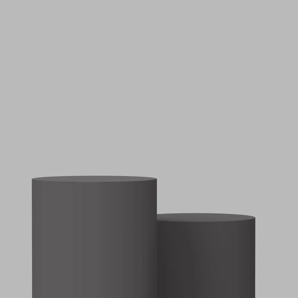 Gri Beyaz Renkli Siyah Silindir Podyum Stüdyo Arka Planı Minimal — Stok fotoğraf