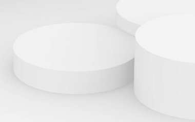 3D gri, parlak silindir podyum stüdyo arka planı. Soyut 3d geometrik şekil çizimi çizimi.