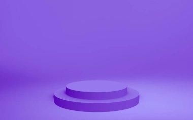 3d mor menekşe silindir podyum minimal stüdyo arka planı. Soyut 3d geometrik şekil çizimi. Kozmetik parfüm ürünleri için görünüm.