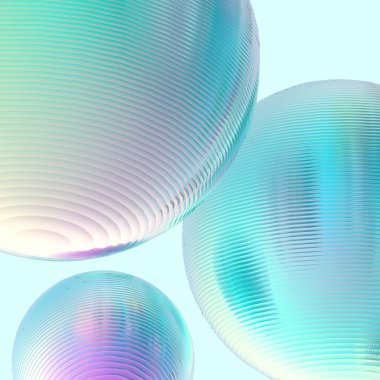 Nane yeşili toplar gümüş renkler izole edilmiş arka plan. Soyut kabarcık parlak pastel 3d geometrik şekil çizimi. 