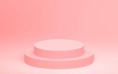 3D turuncu silindir podyum stüdyo arkaplanı. Soyut 3d geometrik şekil çizimi. Kozmetik parfüm ürünleri için görünüm. 2019 Yaşayan Mercan Yılının Rengi.
