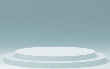 3D gri, parlak silindir podyum stüdyo arka planı. Soyut 3d geometrik şekil çizimi çizimi.