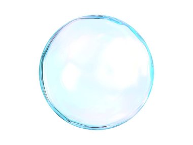 Beyaz arkaplanda izole edilmiş 3d kristal küre pembe mavi renk. Soyut kabarcık parlak pastel 3d izole edilmiş.