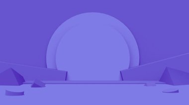 3D mor sahne stüdyo arka planında modern tasarım. Soyut 3d geometrik şekil çizimi. Kozmetik moda ürünü için gösterim.