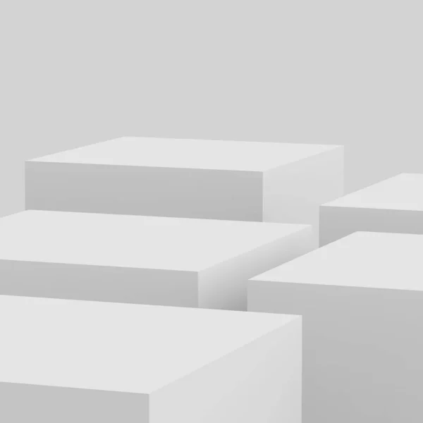 Cinza Cubo Branco Caixa Pódio — Fotografia de Stock