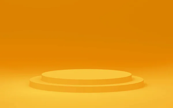 3D黄色圆筒讲台最小工作室背景 摘要三维几何形体图解绘制 夏季假日产品的展示 — 图库照片