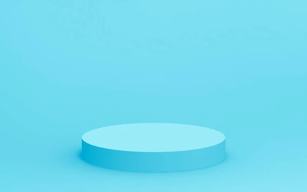 3D蓝色圆筒讲台最小工作室背景 摘要三维几何形体图解绘制 医药产品的展示 — 图库照片