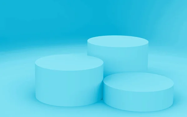 Niebieski Cylinder Podium Minimalne Tło Studio Abstrakcyjny Geometryczny Kształt Obiektu — Zdjęcie stockowe