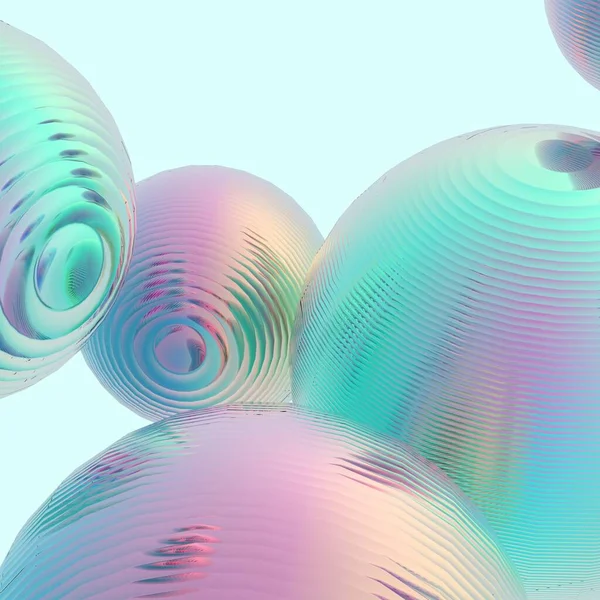 Muntgroene Ballen Zilver Gradiënt Kleuren Geïsoleerde Achtergrond Abstract Bubble Glanzend — Stockfoto