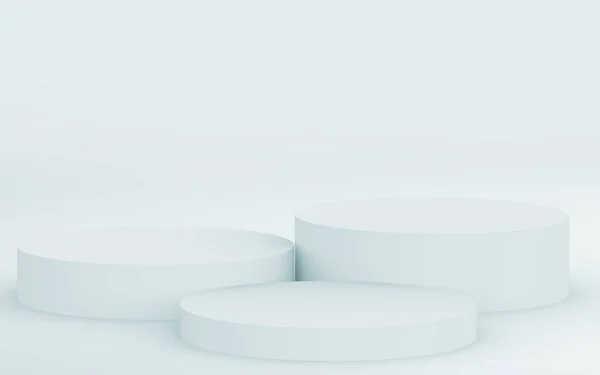 Grigio Bianco Luminoso Cilindro Podio Minimale Studio Sfondo Astratto Forma — Foto Stock