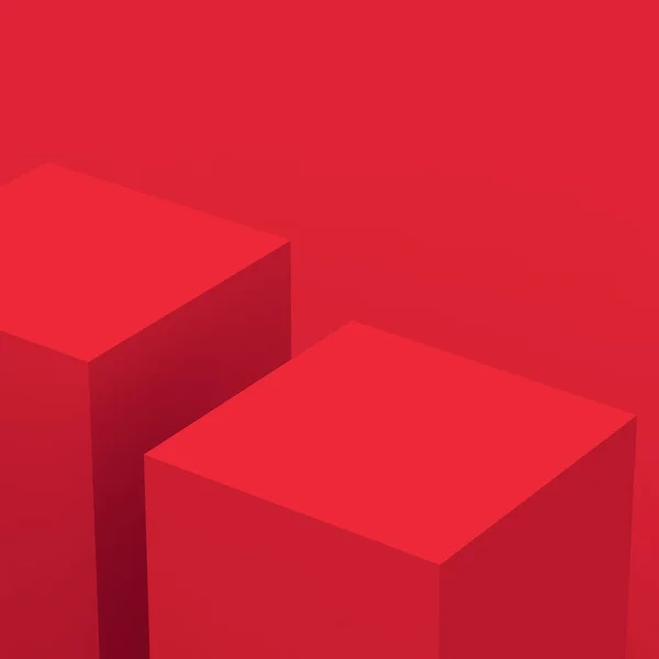 Cubo Rojo Caja Podio Escena Mínima Fondo Del Estudio Abstracto — Foto de Stock
