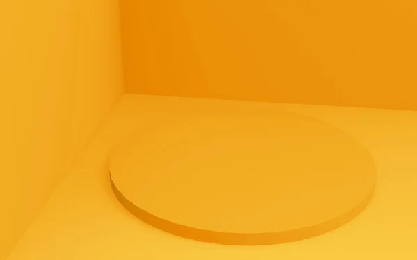 Giallo Cilindro Podio Minimale Studio Sfondo Rendering Astratto Della Forma — Foto Stock