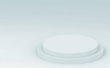3D gri, parlak silindir podyum stüdyo arka planı. Soyut 3d geometrik şekil çizimi çizimi.