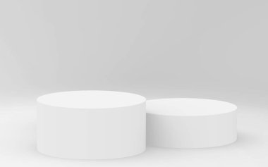 3D gri, parlak silindir podyum stüdyo arka planı. Soyut 3d geometrik şekil çizimi çizimi.