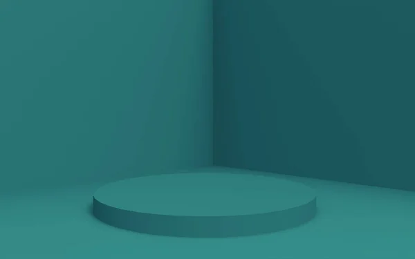 Grüne Dunkle Zylinder Podium Minimalen Studio Hintergrund Abstrakte Darstellung Geometrischer — Stockfoto