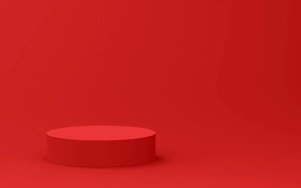 Röd Cylinder Podium Minimal Studio Bakgrund Abstrakt Geometrisk Form Objekt — Stockfoto
